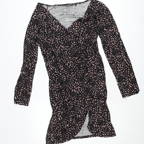 Dorothy Perkins Womens Black Animal Print Bodycon Dress Size 20