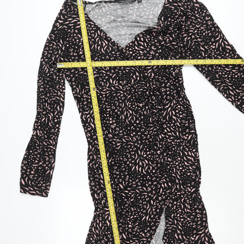 Dorothy Perkins Womens Black Animal Print Bodycon Dress Size 20