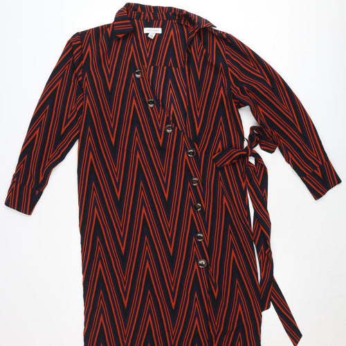 Topshop Women’s Petite Multicoloured Geometric Shirt Dress UK 8