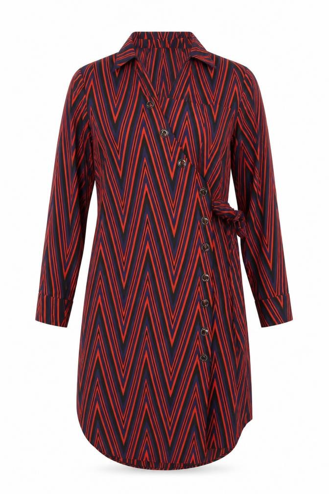 Topshop Women’s Petite Multicoloured Geometric Shirt Dress UK 8