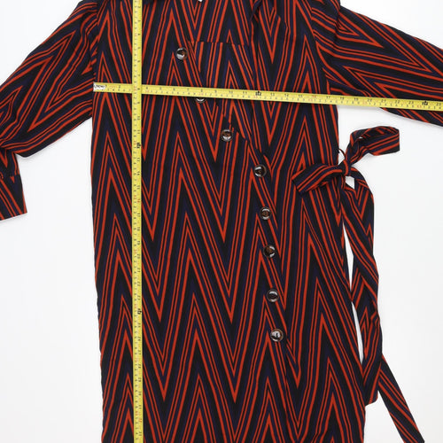 Topshop Women’s Petite Multicoloured Geometric Shirt Dress UK 8