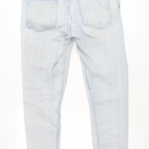 Zara Womens Blue Distressed Boyfriend Jeans Size 14 Relaxed Fit
