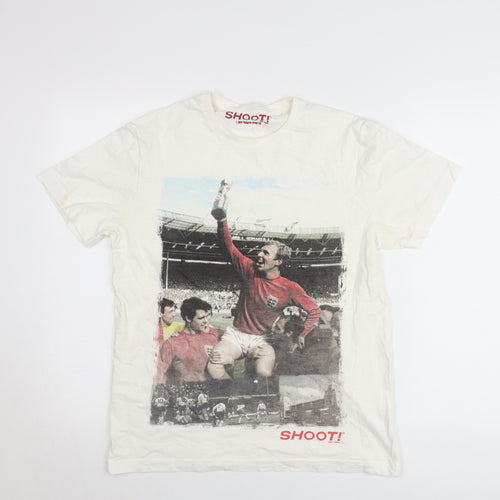 Tu Men’s White Small Graphic Shoot! Retro Football T-Shirt