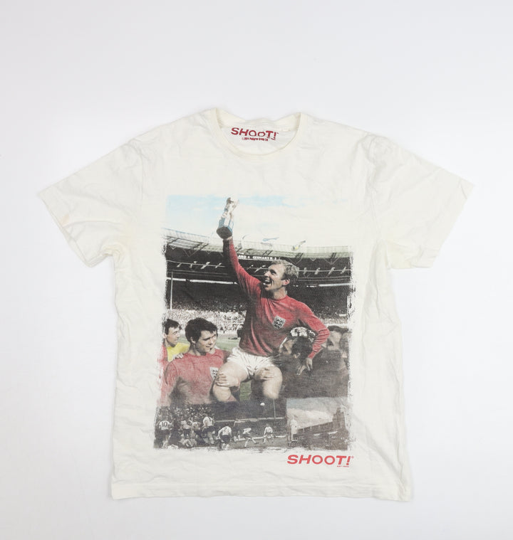 Tu Men’s White Small Graphic Shoot! Retro Football T-Shirt