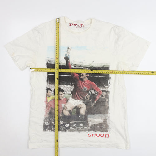 Tu Men’s White Small Graphic Shoot! Retro Football T-Shirt