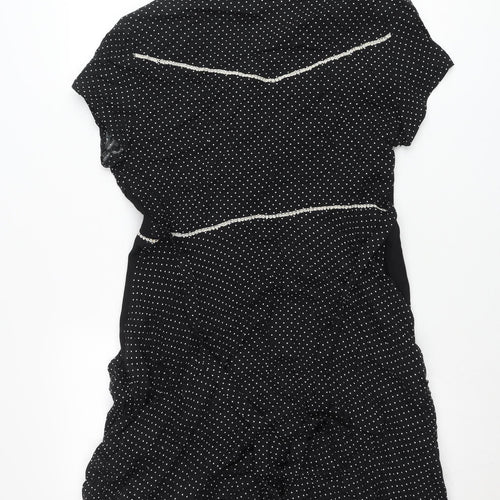 Zahra Women’s Black Polka Dot Shirt Dress Size 10 Vintage Rayon
