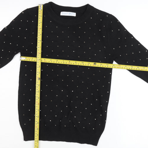 Primark Womens Black Studded Pullover Jumper 2XS Crew Neck Knit