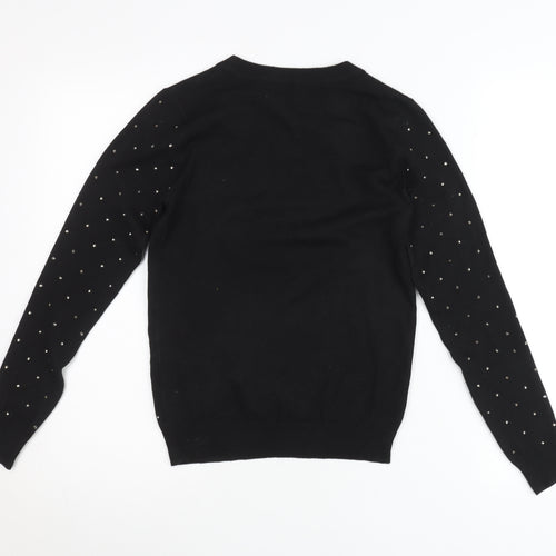 Primark Womens Black Studded Pullover Jumper 2XS Crew Neck Knit