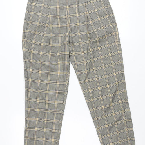 Next Women Grey Plaid Slim Fit Chino Trousers Size 6R