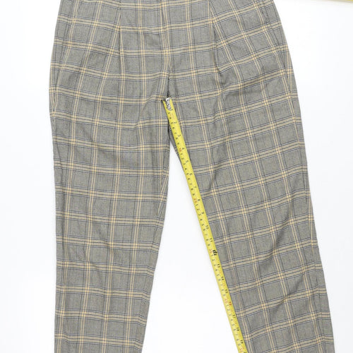 Next Women Grey Plaid Slim Fit Chino Trousers Size 6R