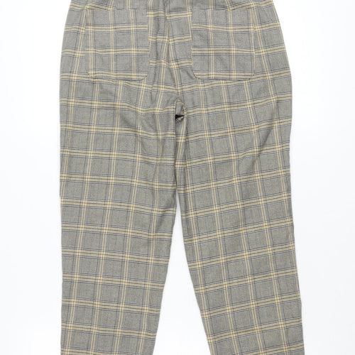 Next Women Grey Plaid Slim Fit Chino Trousers Size 6R