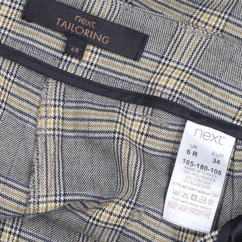 Next Women Grey Plaid Slim Fit Chino Trousers Size 6R