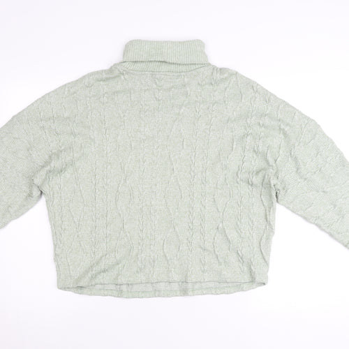 F&F Women’s Green Roll Neck Cable Knit Jumper UK 12