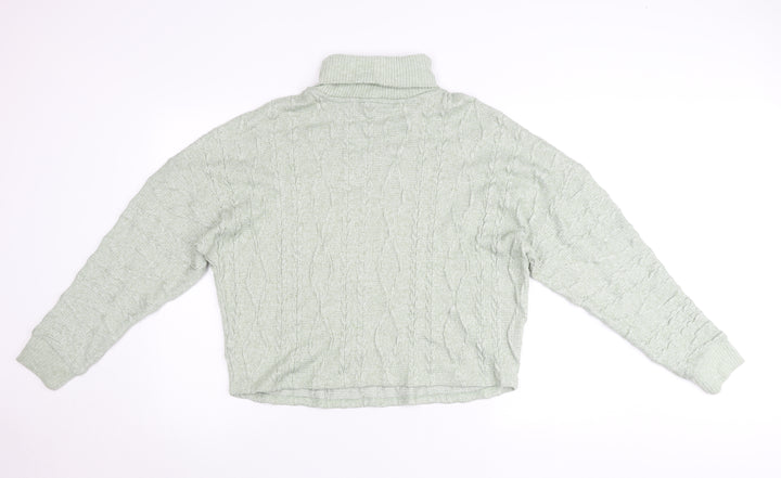 F&F Women’s Green Roll Neck Cable Knit Jumper UK 12