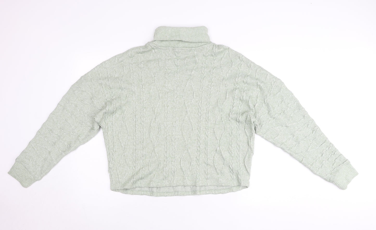 F&F Women’s Green Roll Neck Cable Knit Jumper UK 12