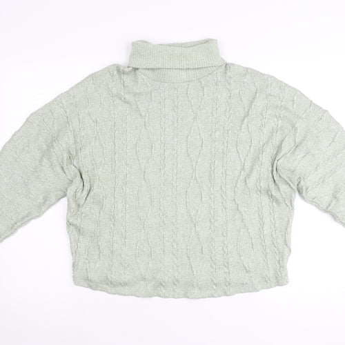 F&F Women’s Green Roll Neck Cable Knit Jumper UK 12