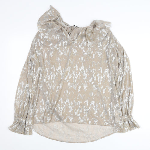 Marks and Spencer Women’s Beige Floral Ruffle Blouse UK 14