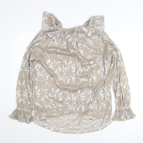 Marks and Spencer Women’s Beige Floral Ruffle Blouse UK 14