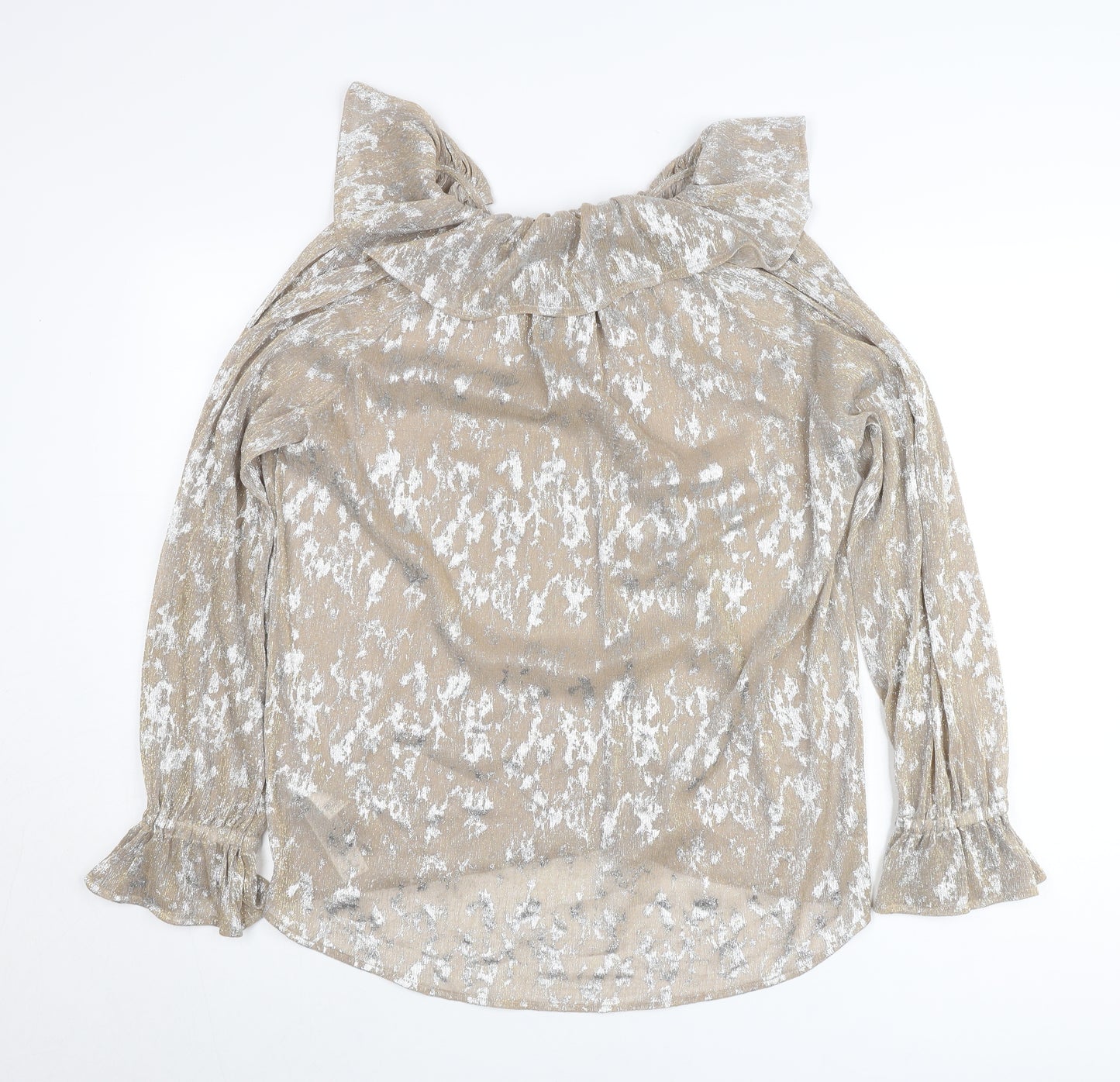 Marks and Spencer Women’s Beige Floral Ruffle Blouse UK 14