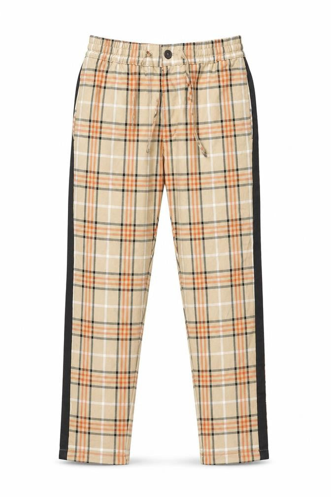 Topman Unisex Adults Beige Plaid Skinny Chino Trousers Size 32
