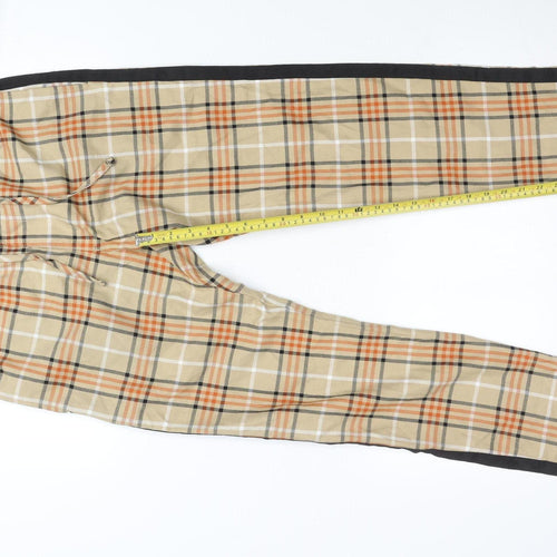 Topman Unisex Adults Beige Plaid Skinny Chino Trousers Size 32