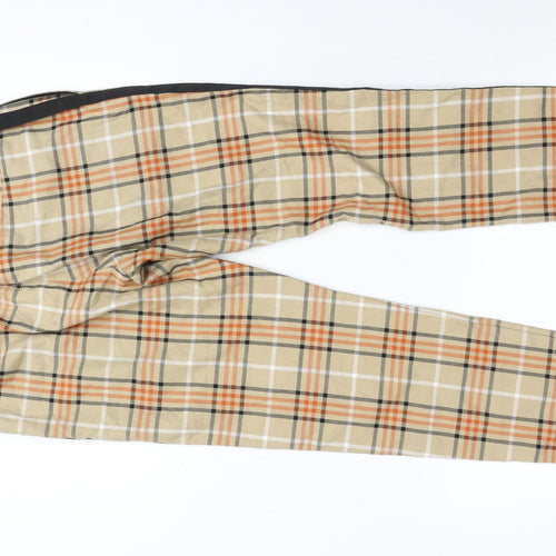 Topman Unisex Adults Beige Plaid Skinny Chino Trousers Size 32
