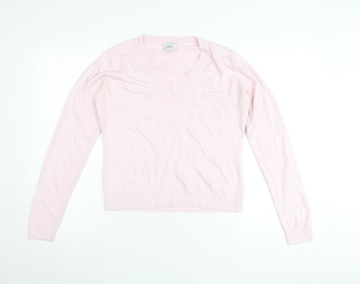 Next Womens Pink V-Neck Pullover Jumper Size 14 Acrylic Knit