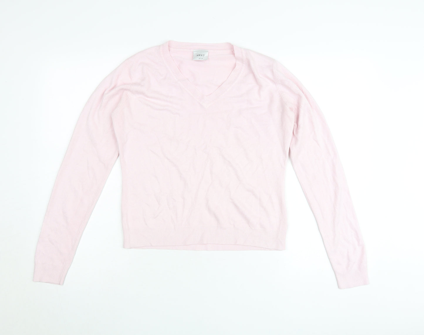 Next Womens Pink V-Neck Pullover Jumper Size 14 Acrylic Knit