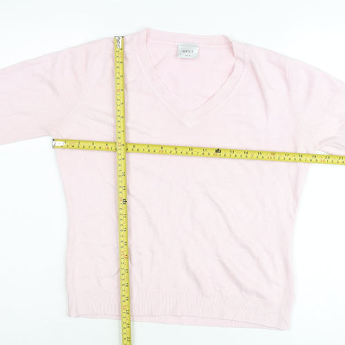 Next Womens Pink V-Neck Pullover Jumper Size 14 Acrylic Knit
