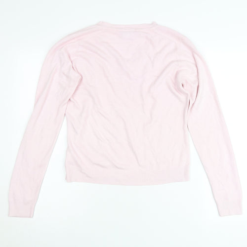 Next Womens Pink V-Neck Pullover Jumper Size 14 Acrylic Knit