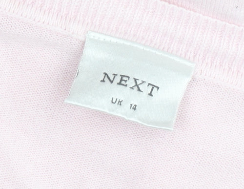 Next Womens Pink V-Neck Pullover Jumper Size 14 Acrylic Knit
