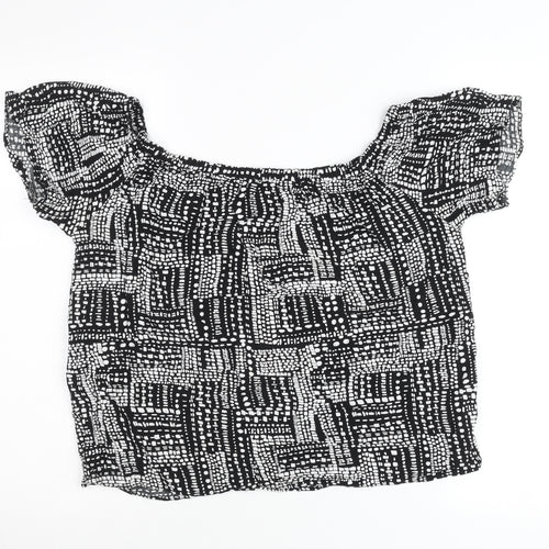 Papaya Women’s Black Geometric Off-Shoulder Blouse Size 16