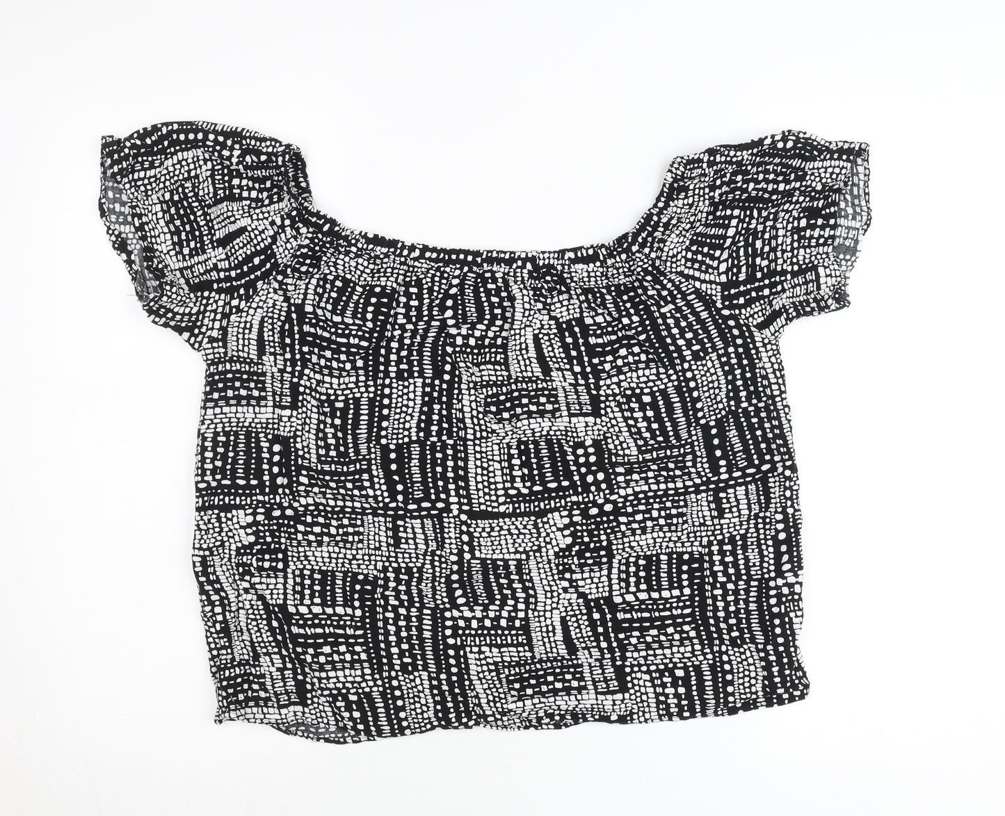 Papaya Women’s Black Geometric Off-Shoulder Blouse Size 16