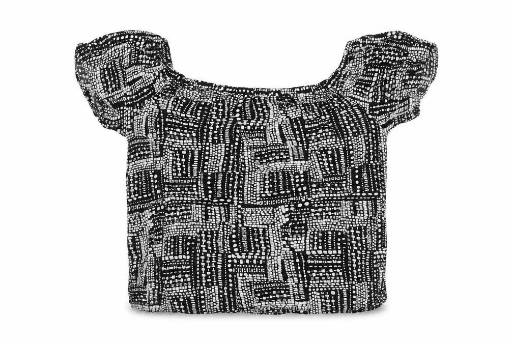 Papaya Women’s Black Geometric Off-Shoulder Blouse Size 16