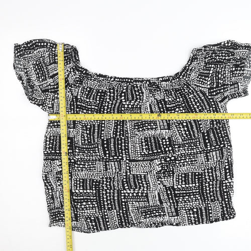 Papaya Women’s Black Geometric Off-Shoulder Blouse Size 16