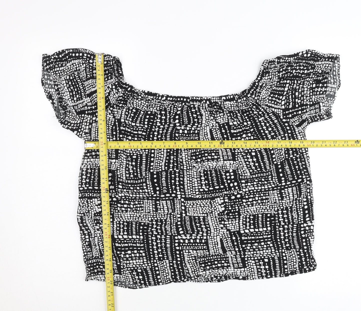 Papaya Women’s Black Geometric Off-Shoulder Blouse Size 16
