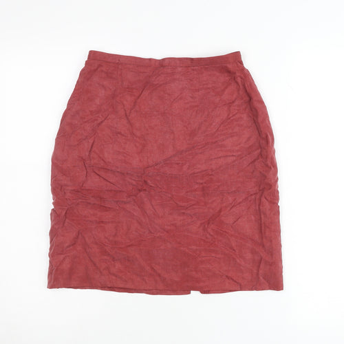 Monsoon Womens Red Size 10 Pencil Skirt Linen Blend Workwear