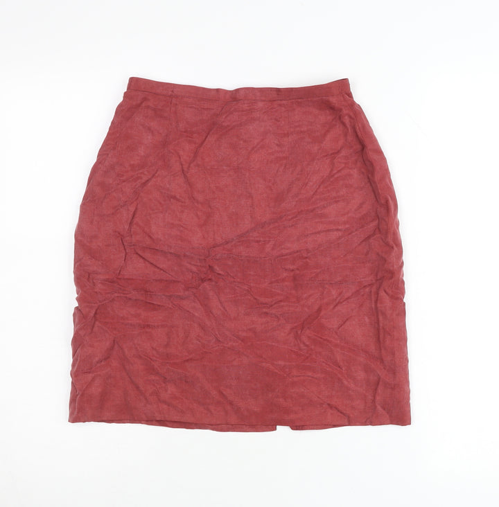 Monsoon Womens Red Size 10 Pencil Skirt Linen Blend Workwear