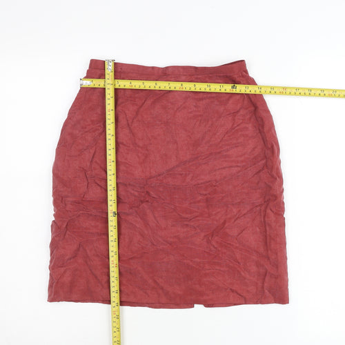 Monsoon Womens Red Size 10 Pencil Skirt Linen Blend Workwear