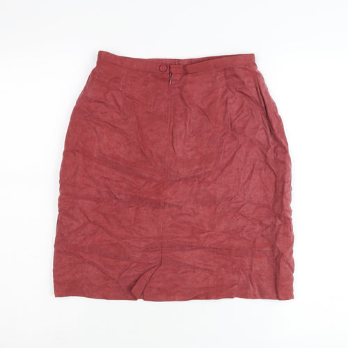 Monsoon Womens Red Size 10 Pencil Skirt Linen Blend Workwear