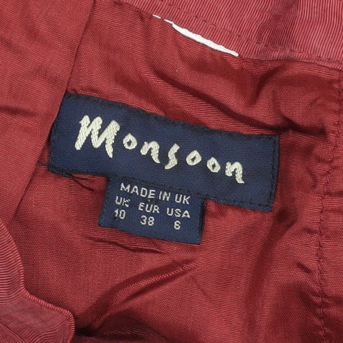Monsoon Womens Red Size 10 Pencil Skirt Linen Blend Workwear