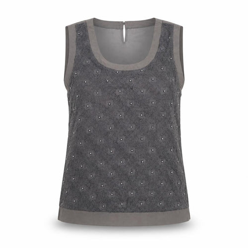 Next Women Grey Beaded Sleeveless Scoop Neck Tank Top Size 12