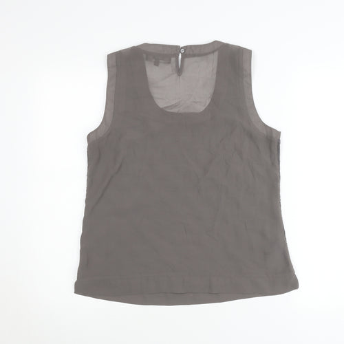 Next Women Grey Beaded Sleeveless Scoop Neck Tank Top Size 12