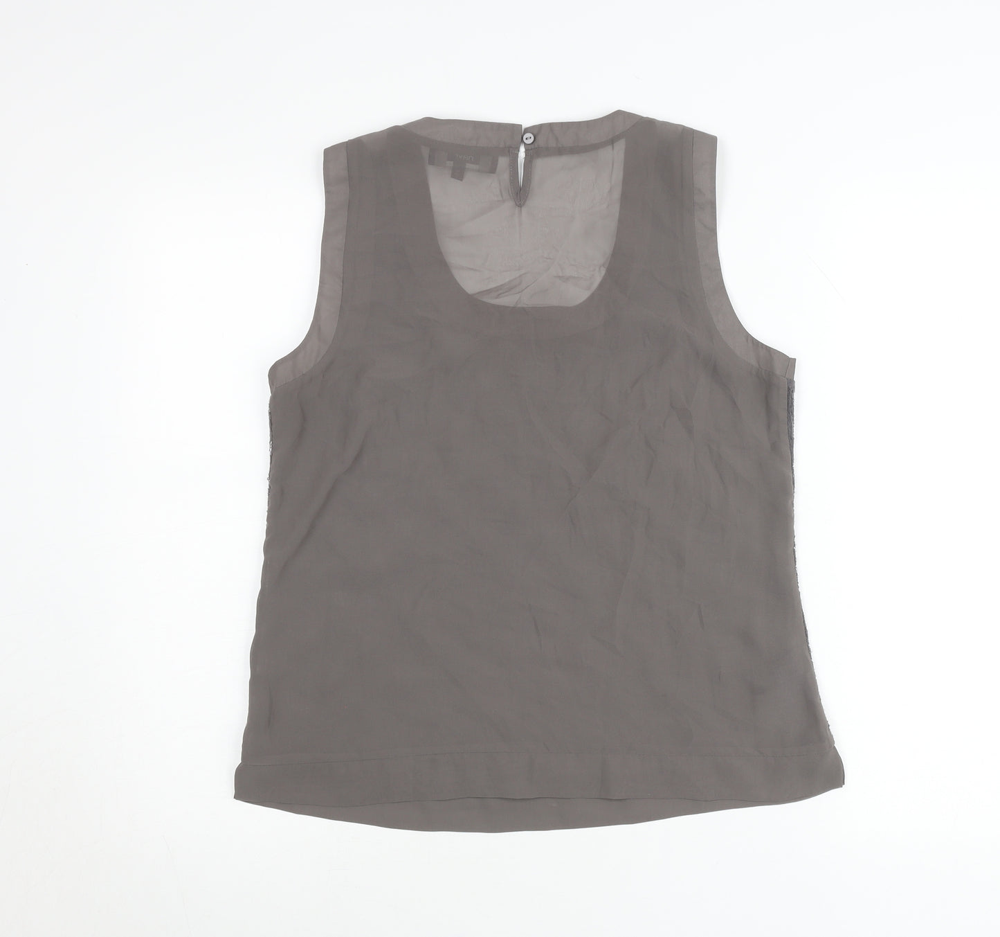 Next Women Grey Beaded Sleeveless Scoop Neck Tank Top Size 12