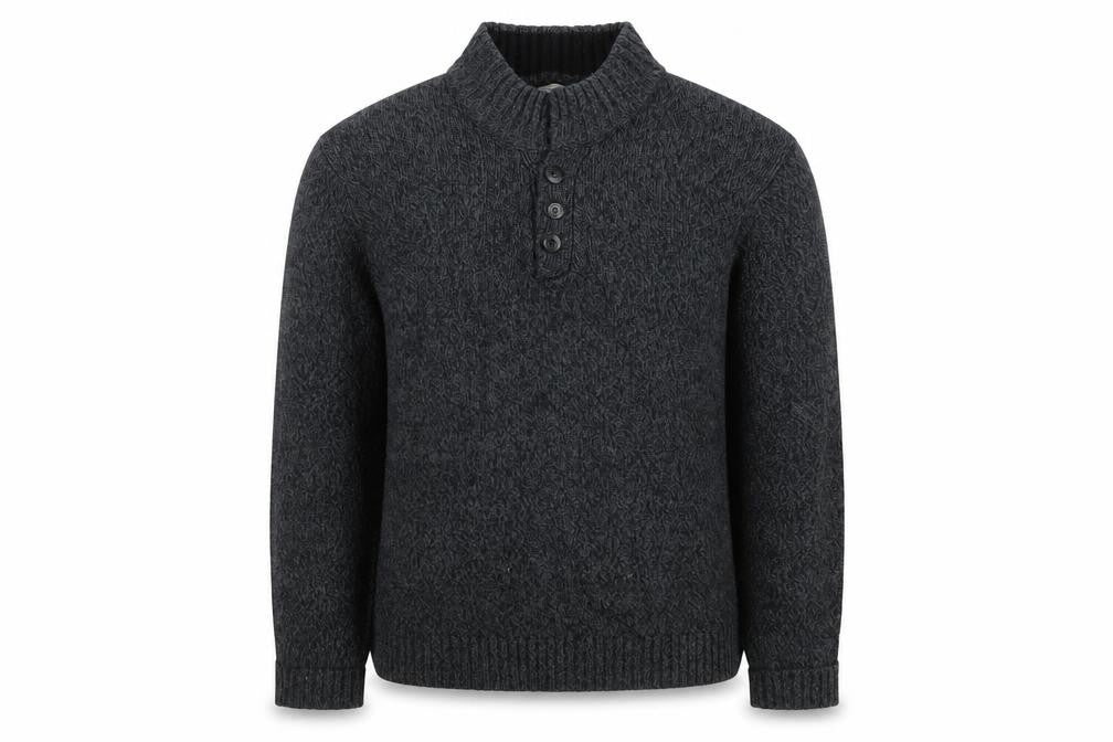 TU Mens Grey 2XL Henley Jumper High Neck Knit Long Sleeve