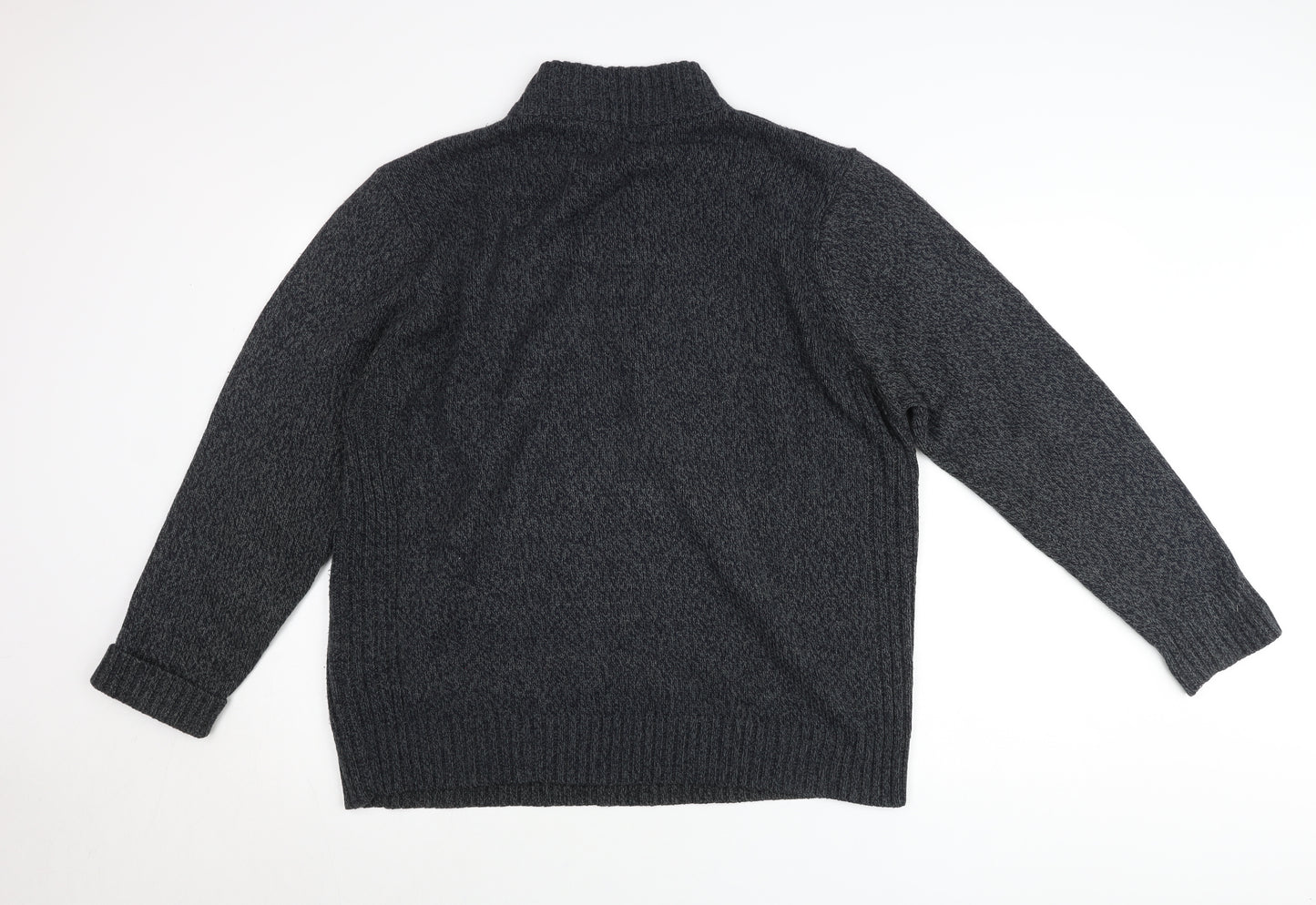 TU Mens Grey 2XL Henley Jumper High Neck Knit Long Sleeve