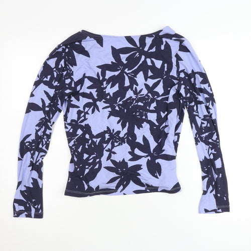 Artigiano Women’s Blue Floral Wrap Blouse Size 12 Viscose Jersey
