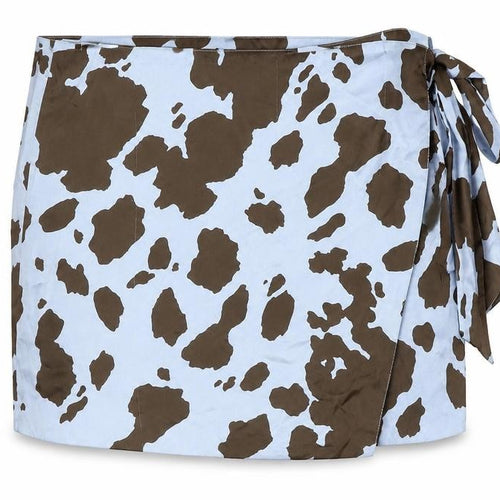ASOS DESIGN Womens Blue Brown Animal Print Wrap Skirt Size 16