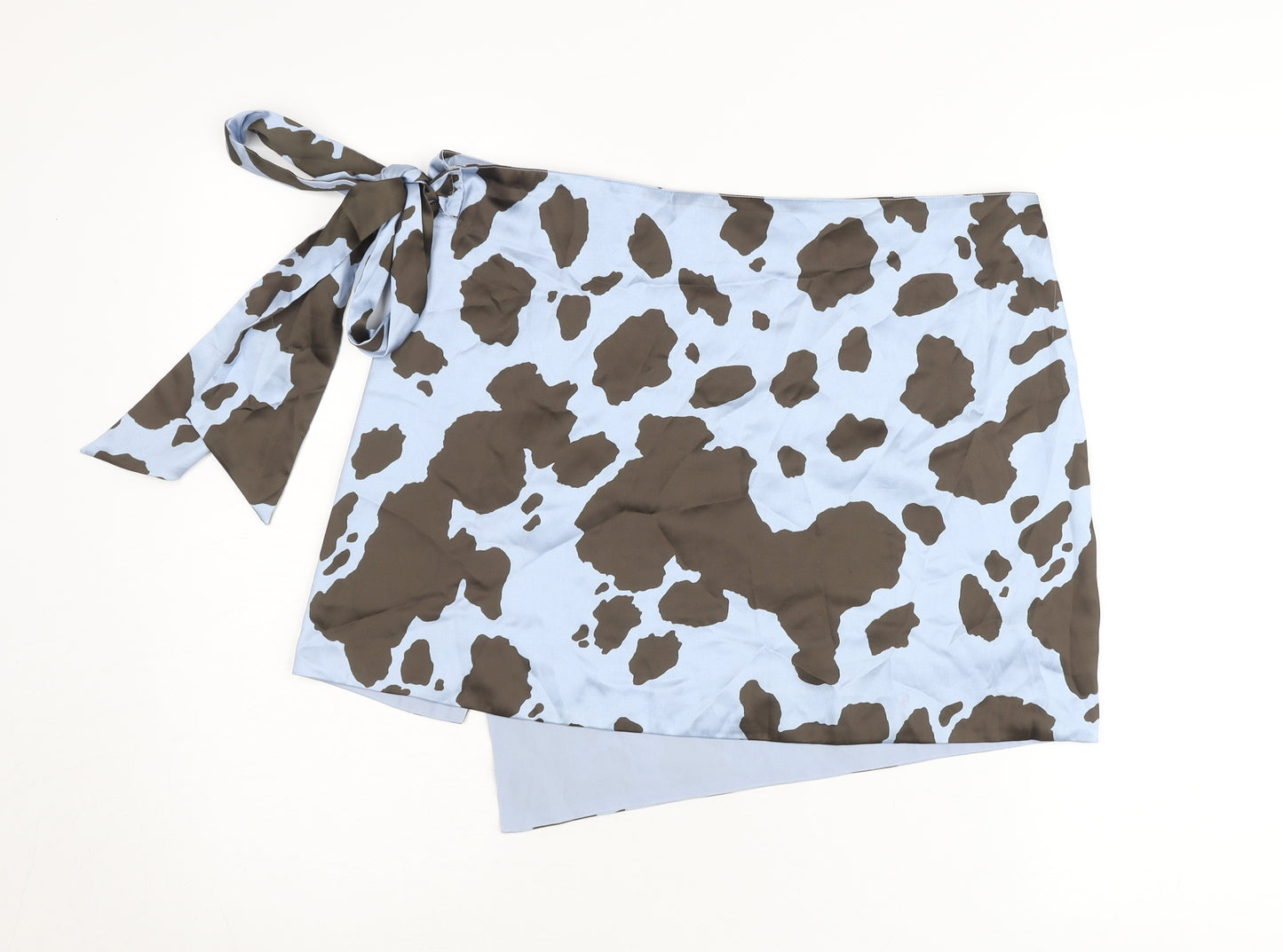 ASOS DESIGN Womens Blue Brown Animal Print Wrap Skirt Size 16