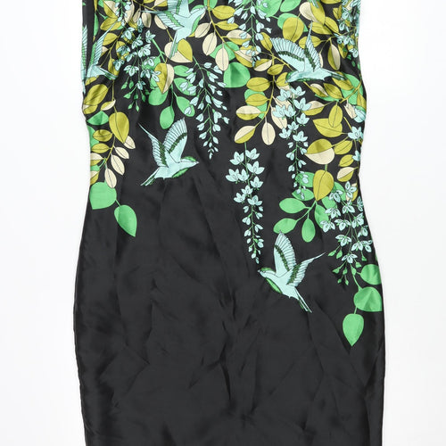 Wallis Womens Black Floral Sheath Dress Size 12 Sleeveless Workwear